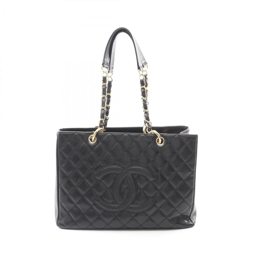 Chanel Matelasse Grand Shopping GST Tote Bag Leather Grained Calfskin Black